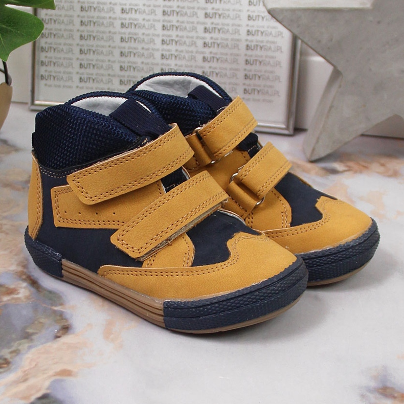 Trzewiki chłopięce na rzepy camel Kornecki 6785 brązowe czarne 2