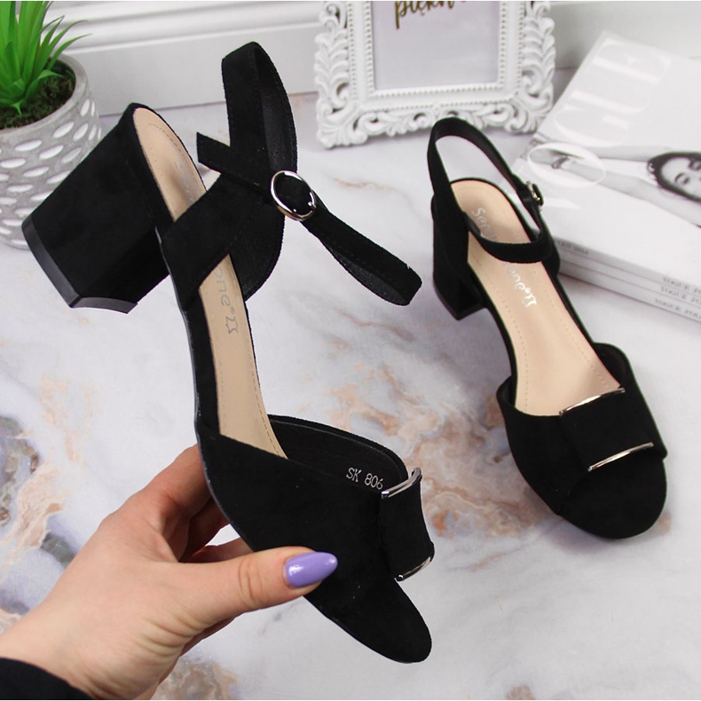 Sandały na słupku czarne Sergio Leone 1