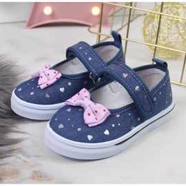 Baleriny dziewczęce na rzep z kokardką Atletico granatowe niebieskie 2