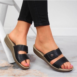 Klapki damskie na rzep czarne Inblu 1