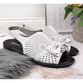 Sandały damskie z kokardką srebrne Jezzi srebrny 2