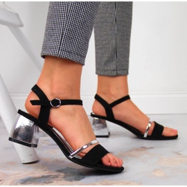 Sandały na słupku czarno srebrne Sergio Leone czarne srebrny 2