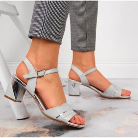 Sandały damskie na słupku srebrne Sergio Leone srebrny 2