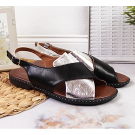 Sandały damskie czarno srebrne Jezzi czarne srebrny 2