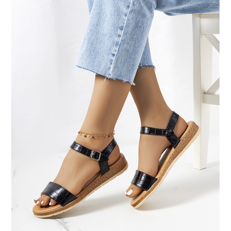 Czarne sandały damskie Speier 1