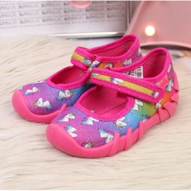 Baleriny kapcie na rzep różowe Jr Befado 2