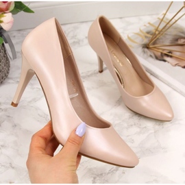 Czółenka na szpilce beżowe perłowe W Sergio Leone beżowy 1