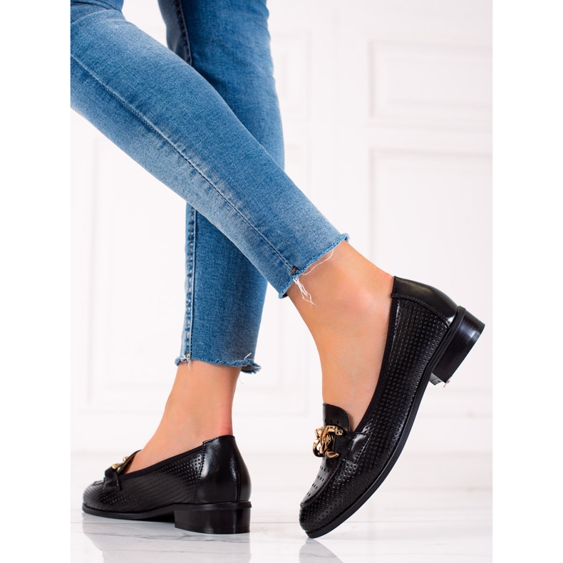 W. Potocki Eleganckie Mokasyny Potocki czarne 1