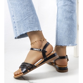 Czarne sandały zdobione cyrkoniami Parade 1