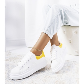 Biało żółte sneakersy damskie Parras białe 2