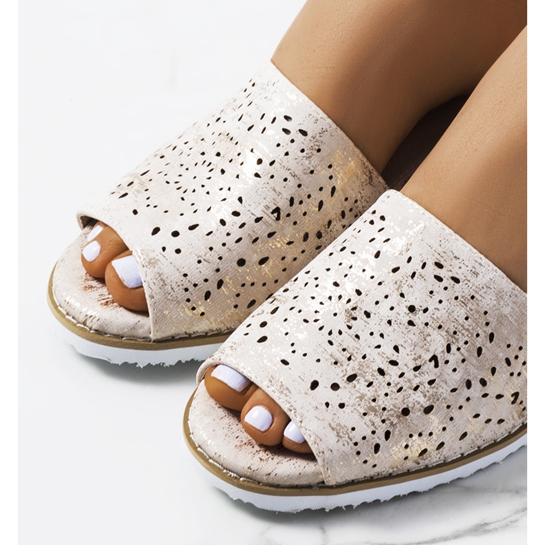 Złote sandały na koturnie Sheripov złoty 1