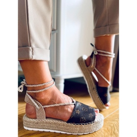 Espadryle sandałki damskie Adeline Camel beżowy brązowe 2