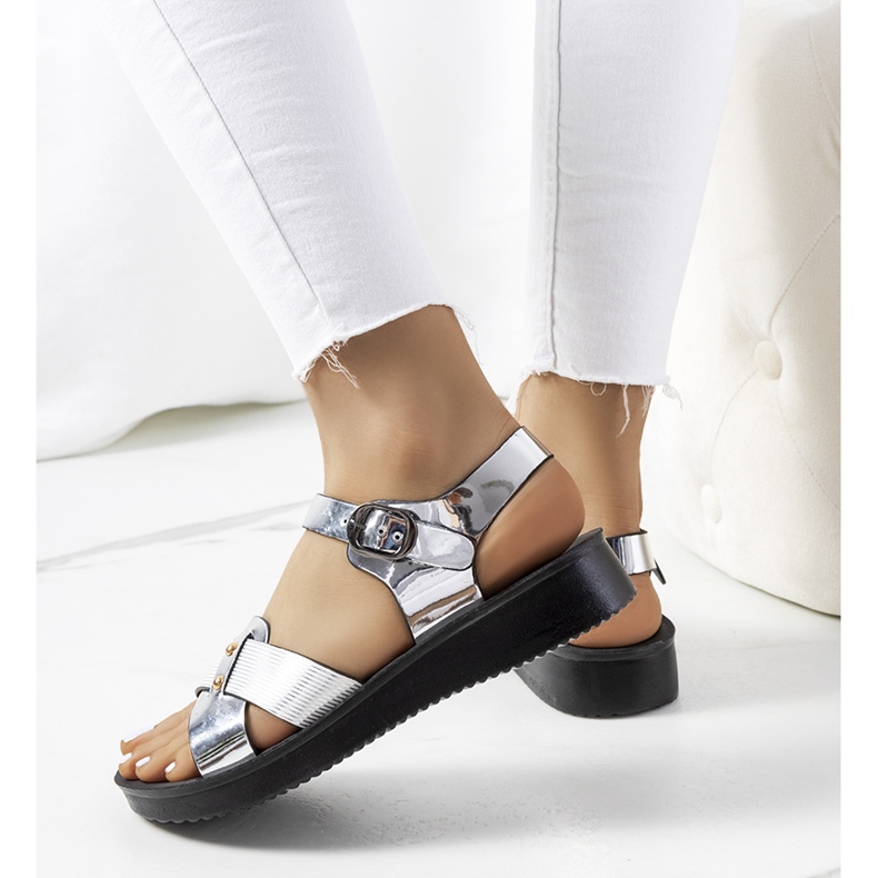 Srebrne sandały damskie Tulia srebrny 1