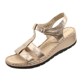Sandały skórzane komfort Caprice 28152-28 341 Taupe Metalic złoty 5