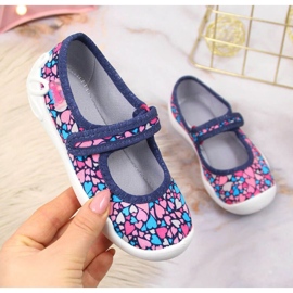 Baleriny kapcie na rzep grantowe Jr Befado granatowe 1