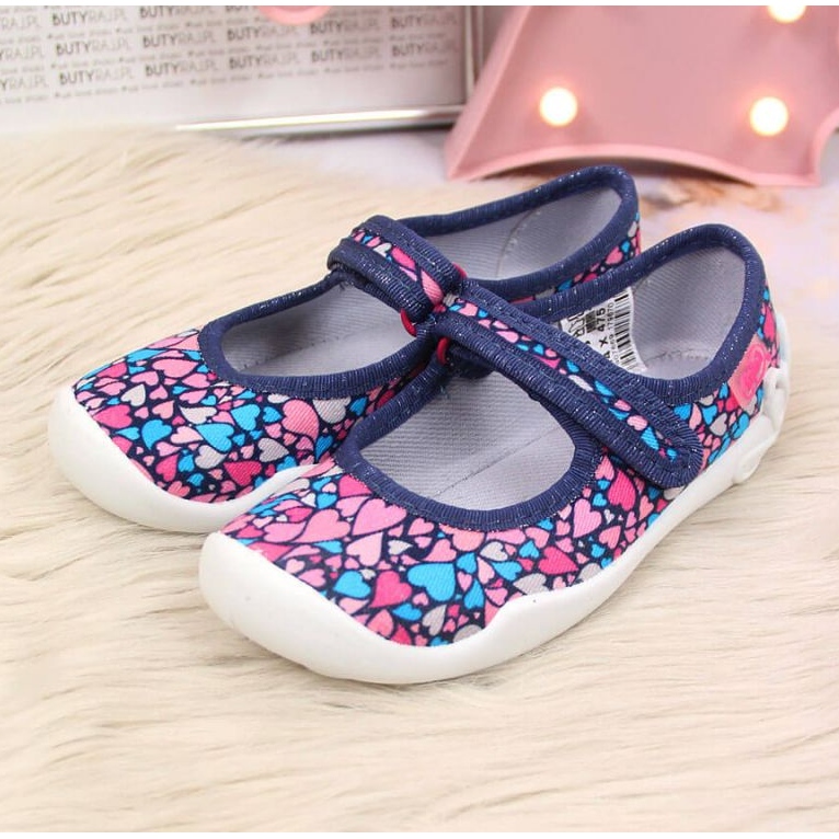 Baleriny kapcie na rzep grantowe Jr Befado granatowe 2