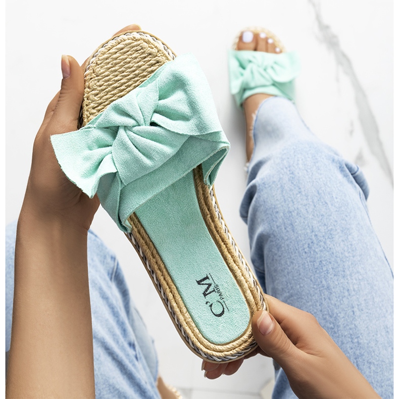 Zielone klapki z kokardą Avi 1