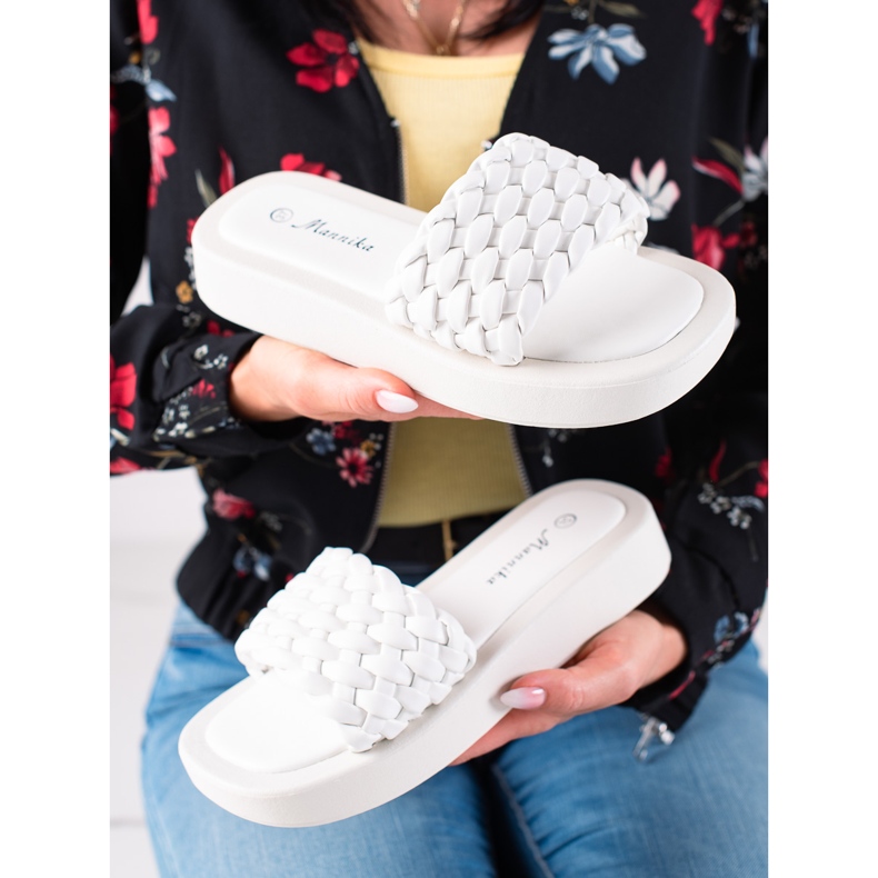 Mannika Klapki Na Platformie białe 1