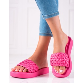 Mannika Klapki Na Platformie różowe 1