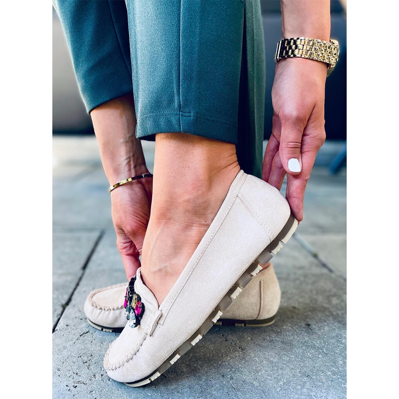 Mokasyny z kamieniami Megara Beige beżowy 1