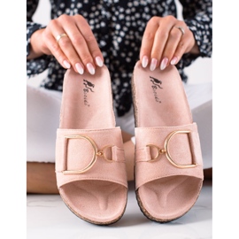 MIKA Zamszowe klapki różowe 1