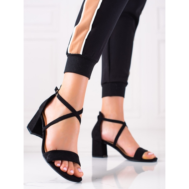 Seastar Czarne Sandałki Na Obcasie 1