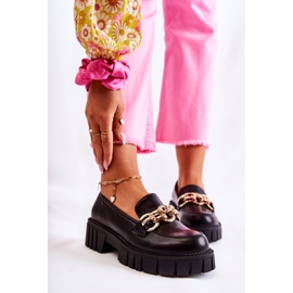 PS1 Skórzane Półbuty Z Ozdobnym Łańcuchem Czarne Carmine 1