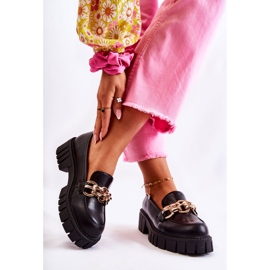 PS1 Skórzane Półbuty Z Ozdobnym Łańcuchem Czarne Carmine 2