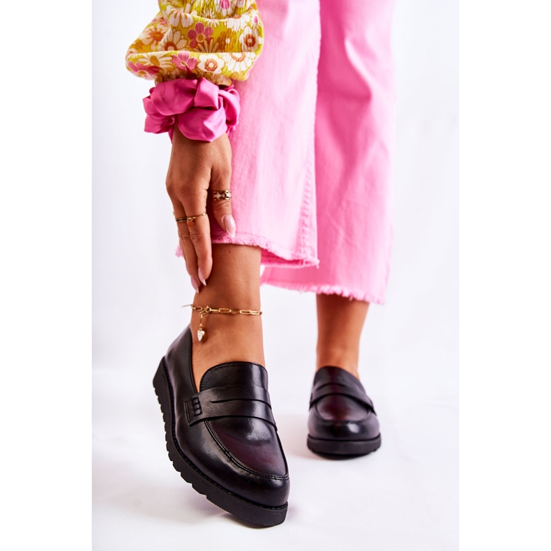 Skórzane Mokasyny Na Koturnie La.Fi Czarne Alannah 1