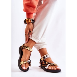 PM1 Damskie Sandały Na Rzepy Czarne Caprisa białe 2