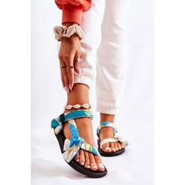 PM1 Damskie Sandały Na Rzepy Zielone Caprisa białe 1