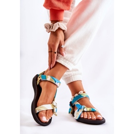 PM1 Damskie Sandały Na Rzepy Zielone Caprisa białe 2