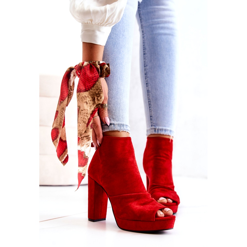WS1 Botki Na Słupku Odkryte Palce Czerwone Adore 4