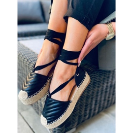 Espadryle wiązane na kostkę Freesia Black czarne 1