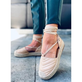 Espadryle wiązane na kostkę Freesia Beige beżowy 2