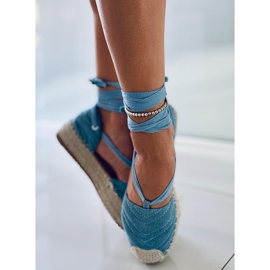 Espadryle wiązane na kostkę Freesia Blue niebieskie 1