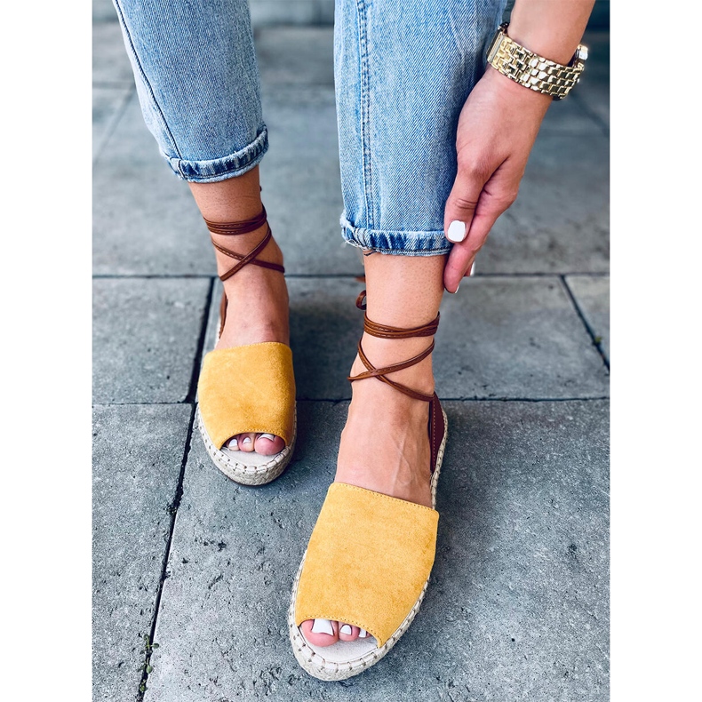 Espadryle damskie Andrina Yellow brązowe żółte 1