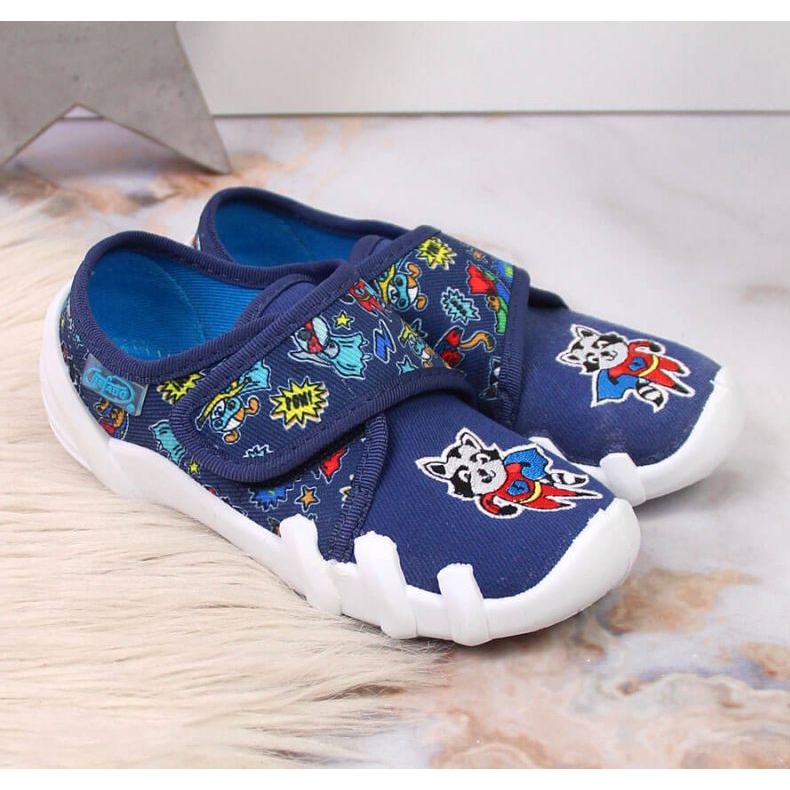 Kapcie do przedszkola na rzep granatowe Jr Befado 2