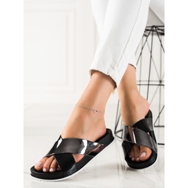 Groto Gogo Połyskujące Czarne Klapki 1