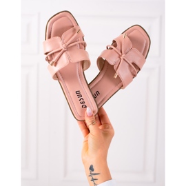 SHELOVET Klapki z ozdobnym wiązaniem różowe 1