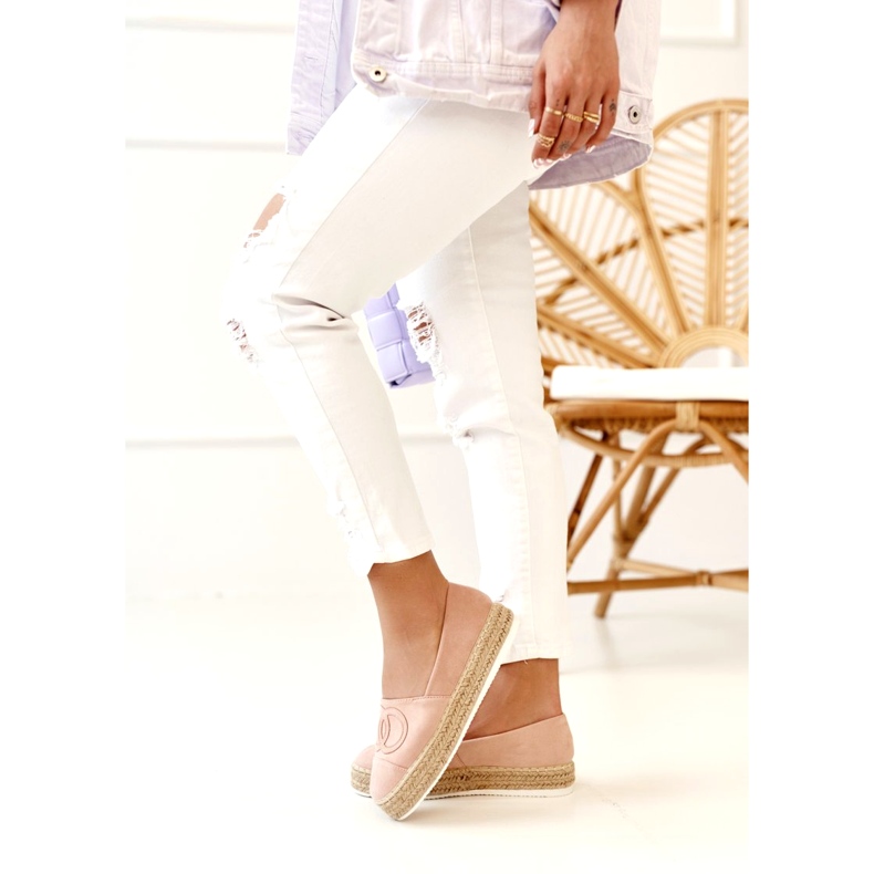 PS1 Damskie Espadryle Na Słomkowej Platformie Różowe Febi 2