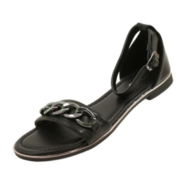 Evento Sandały damskie z łańcuchem 22SD35-4876 czarne 5