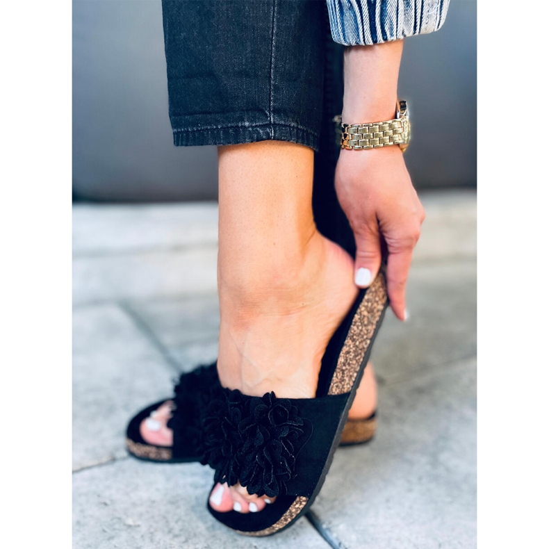 Klapki korkowe Berry Black czarne 2