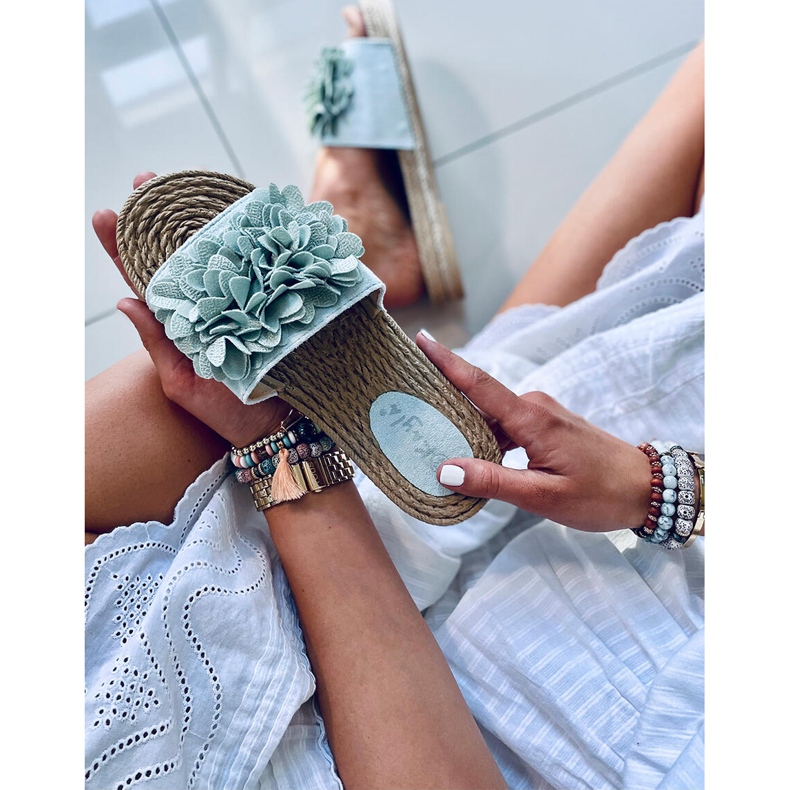 Klapki floral fiesta Primrose Green zielone 1