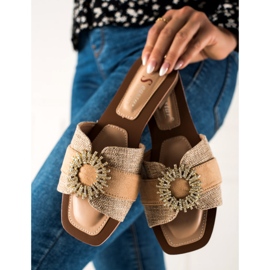 Seastar Klapki Z Ozdobą Z Cyrkonii beżowy 2