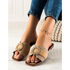 Seastar Klapki Z Ozdobą Z Cyrkonii beżowy 1