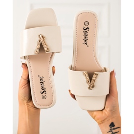 Seastar Stylowe Beżowe Klapki beżowy 1