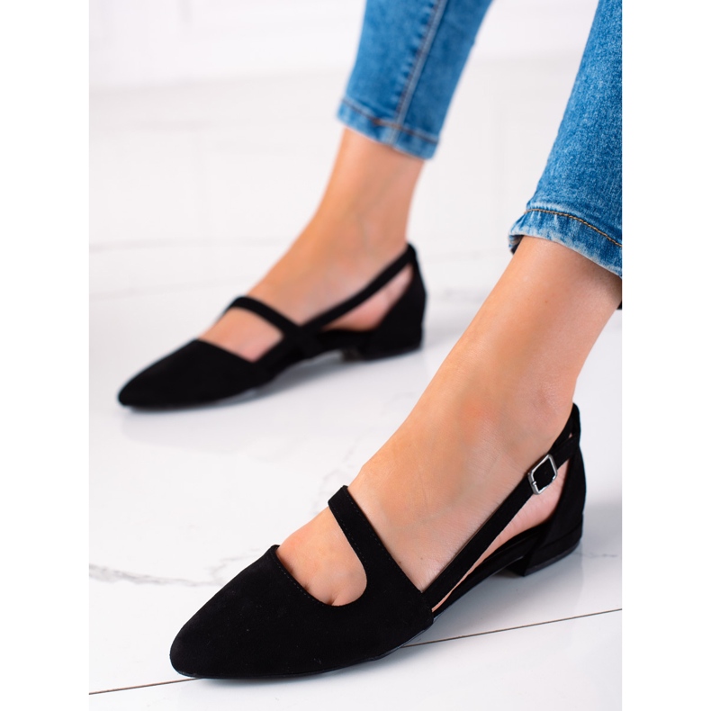 T.Sokolski Czarne Baleriny Z Wycięciem 1