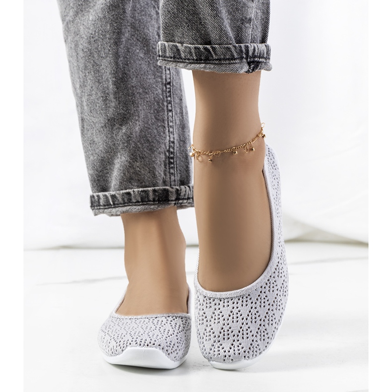 Szare ażurowe baleriny Holmen 1