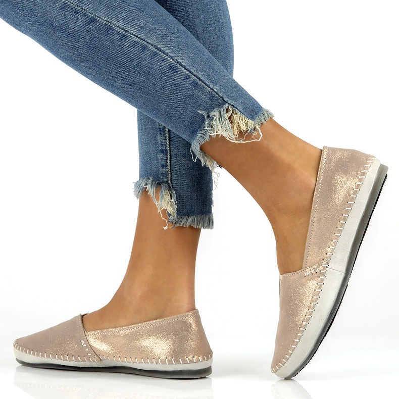 Skórzane półbuty Filippo DP031/22 Go złote szare złoty 6